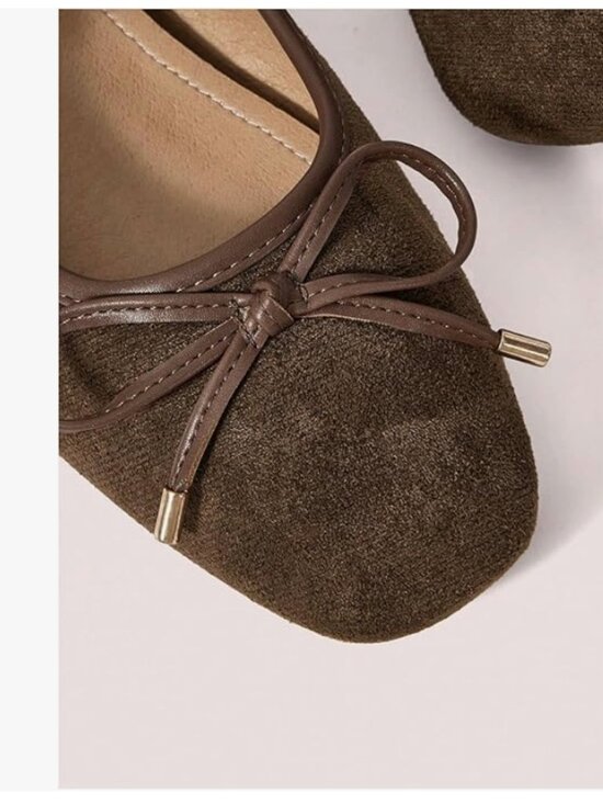 MakeMeChic Women's Summer Ballet Flats Brown Suede Loafers Bow Knot Buckle Close - Picture 2 of 4